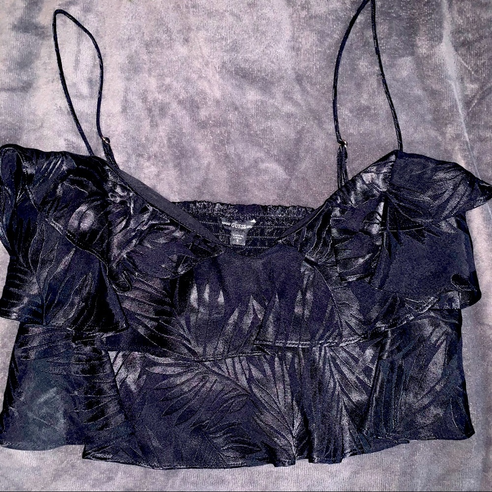 guess crop top party shirt, silk.